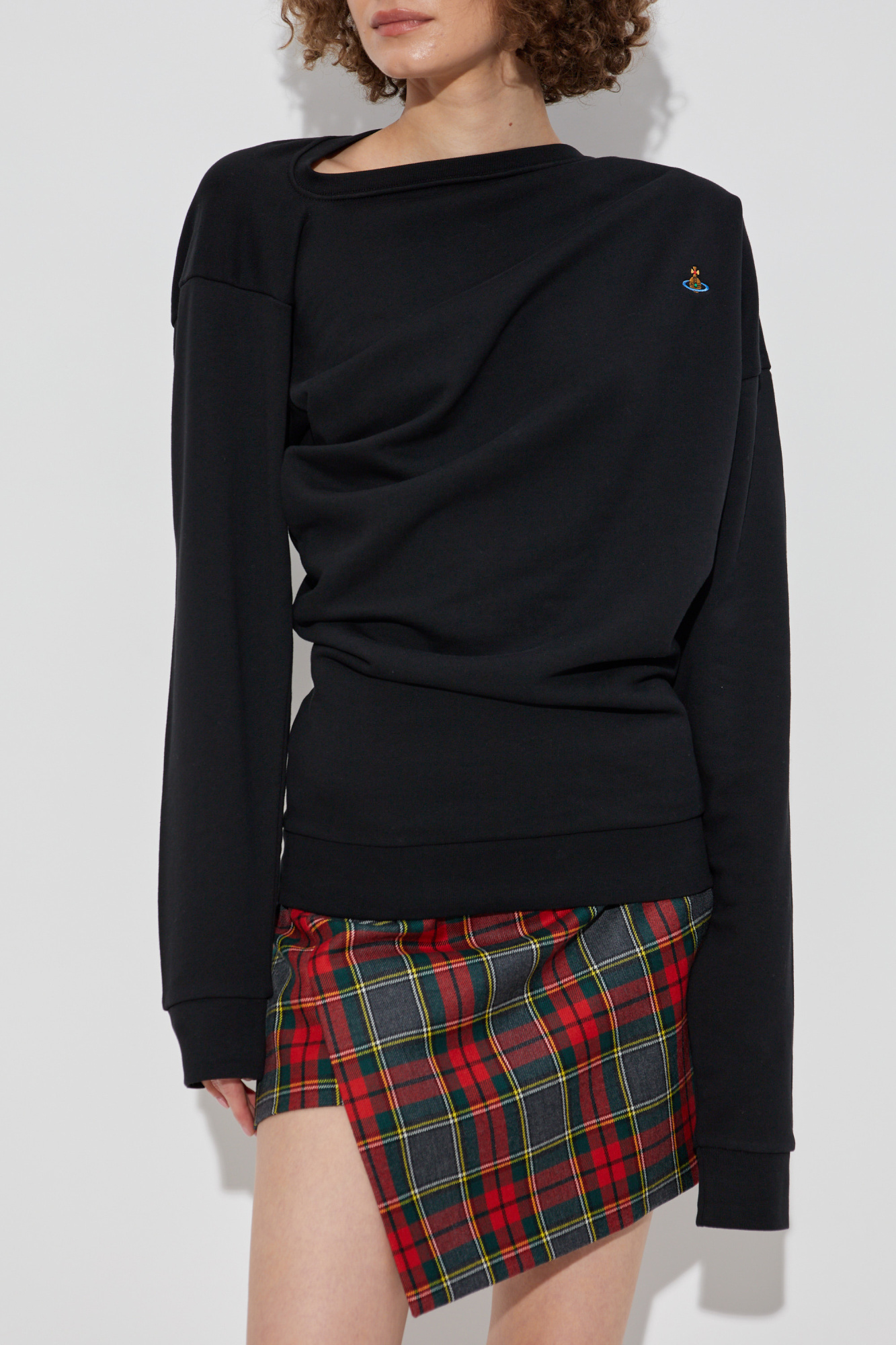 【Vivienne Westwood】　変形プリーツ　黒　ピンボーダー Vivienne Westwood（ヴィヴィアンウエストウッド）の「強撚天竺